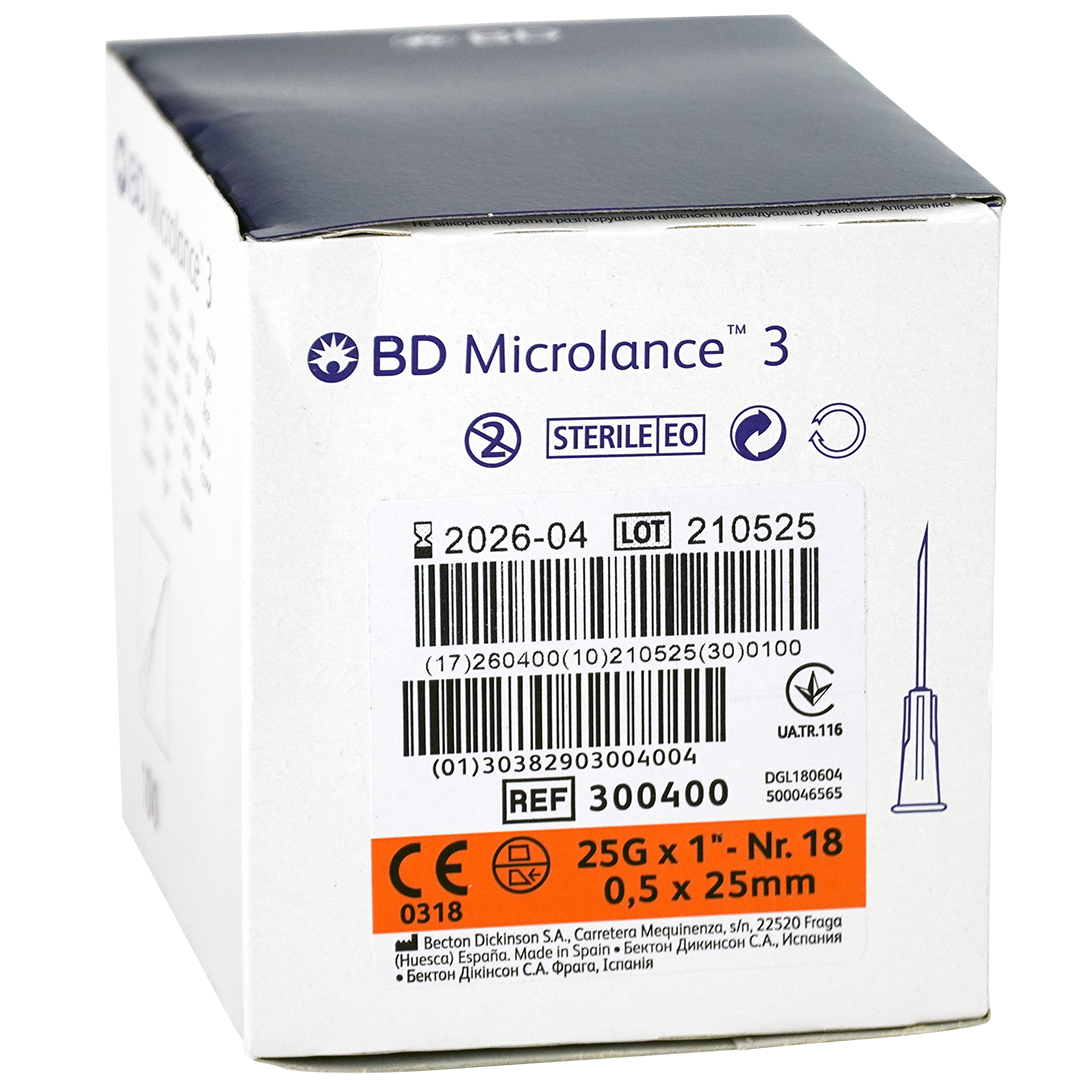 BD Microlance 3 injectienaalden, 25G x 1", 0.5mm x 25mm, oranje (100)
